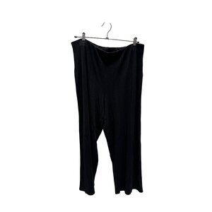 Eileen Fisher Black Ribbed Wide Ankle Pant Women Size L NWT